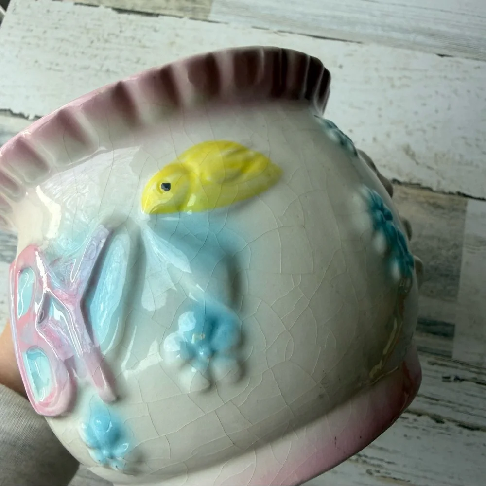 Vintage Baby Nursery Ceramic Planter 'Baby' (1983) Baby Shower Decor